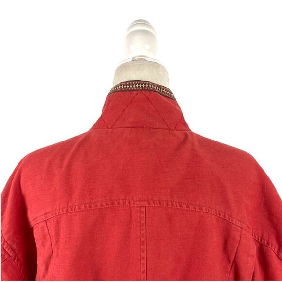 Free People Flight Line Oversized Military Red Bomber Jacket Size XS Embroidered - Picture 8 of 16